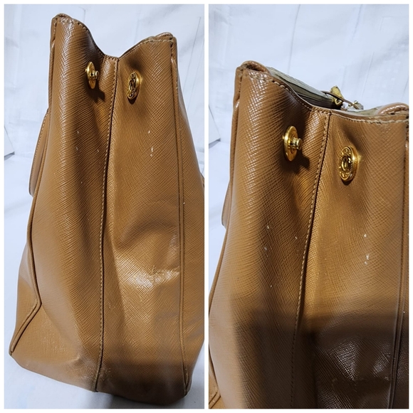 Prada Vitello Shine Leather Galleria Double Zip Large Tote Bag Brown - Picture 8 of 15